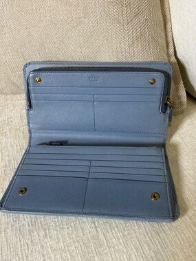 Prada Slate Blue Saffiano Leather Wallet